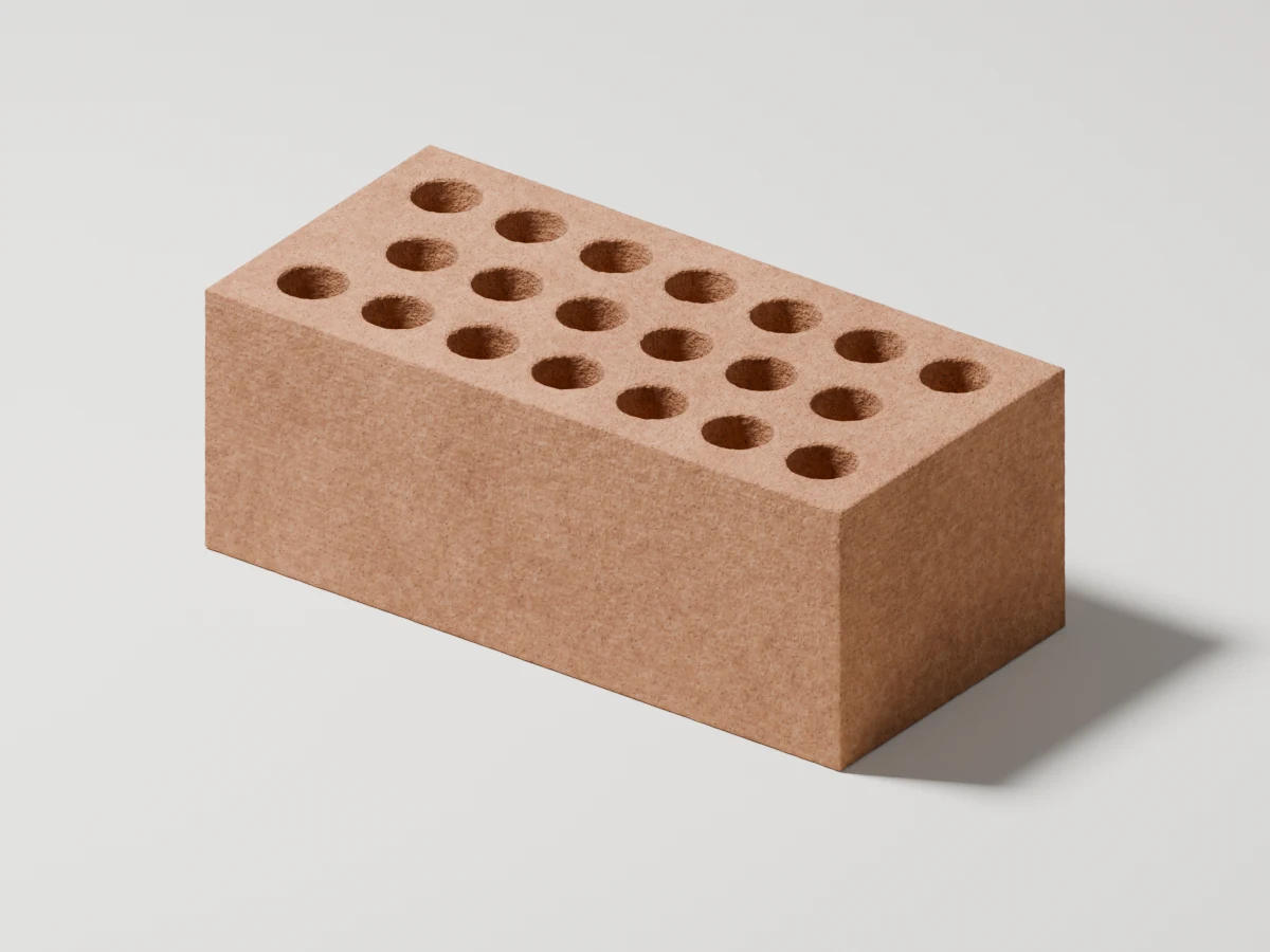 多孔砖单块建模示意图，240 × 115 × 90 mm，20 孔